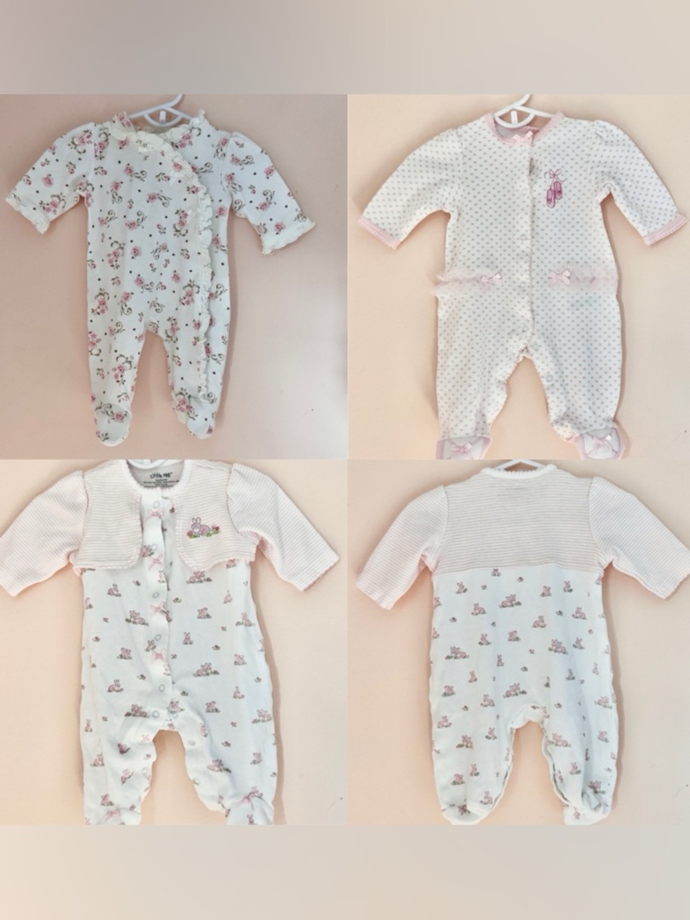 Little Me- NB Girl bundle Pink & White Bunny, Prima ballerina & Floral ruffle